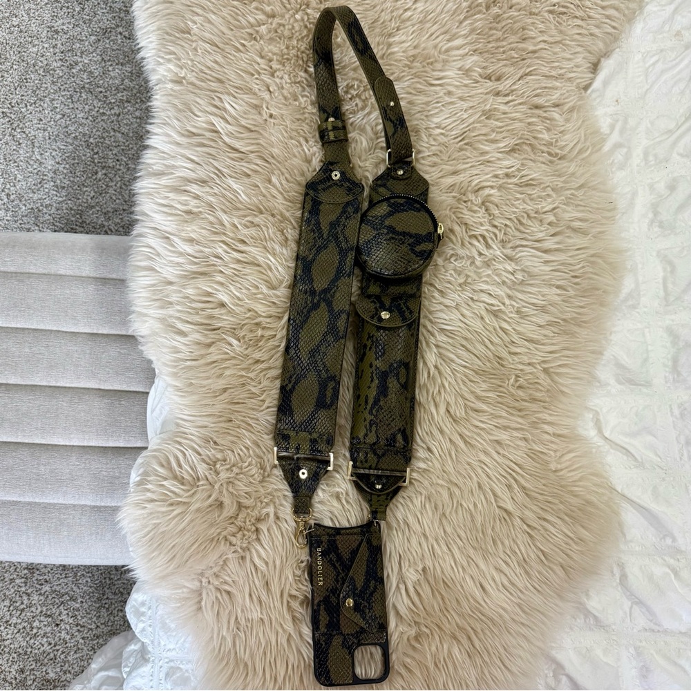 Bandolier Snake Print Travel Bag - Black and Brown